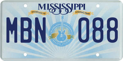 MS license plate MBN088
