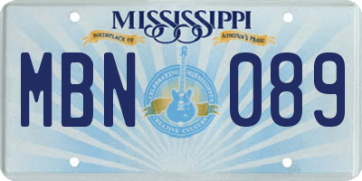MS license plate MBN089