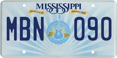 MS license plate MBN090