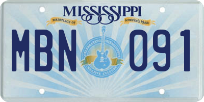 MS license plate MBN091