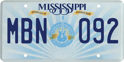 MS license plate MBN092