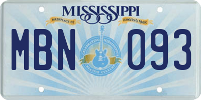 MS license plate MBN093