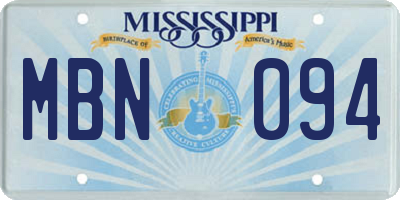 MS license plate MBN094