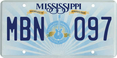 MS license plate MBN097