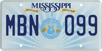 MS license plate MBN099