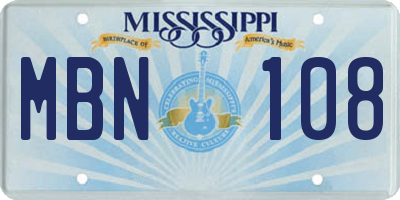 MS license plate MBN108