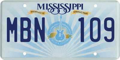 MS license plate MBN109