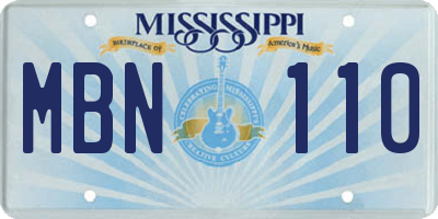MS license plate MBN110