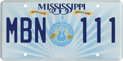 MS license plate MBN111