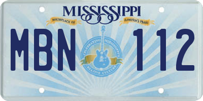MS license plate MBN112