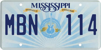 MS license plate MBN114