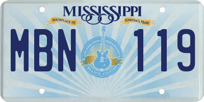 MS license plate MBN119