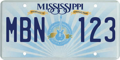 MS license plate MBN123