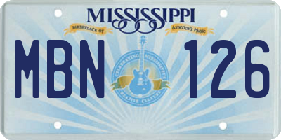 MS license plate MBN126
