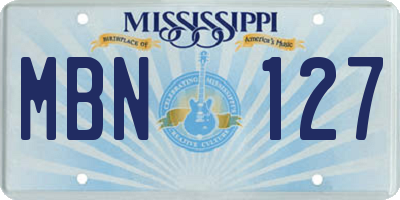MS license plate MBN127