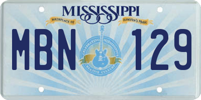 MS license plate MBN129