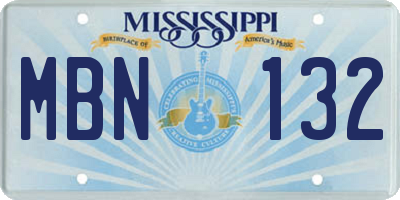 MS license plate MBN132