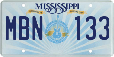 MS license plate MBN133
