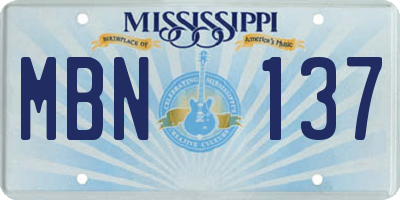 MS license plate MBN137