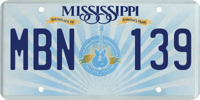 MS license plate MBN139