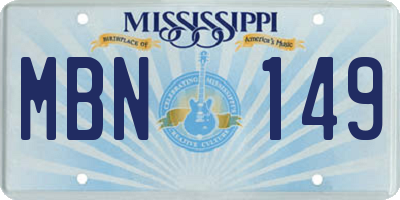 MS license plate MBN149