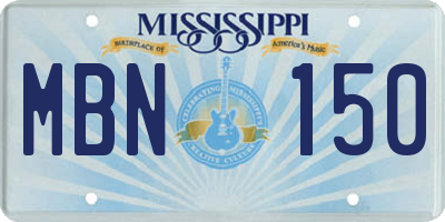 MS license plate MBN150