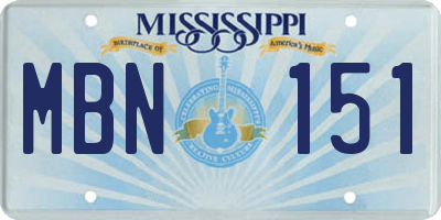MS license plate MBN151