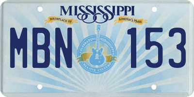 MS license plate MBN153