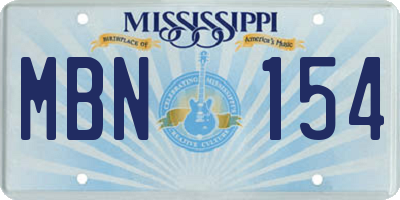 MS license plate MBN154