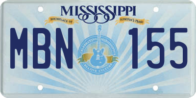 MS license plate MBN155