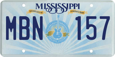 MS license plate MBN157
