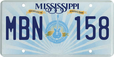 MS license plate MBN158
