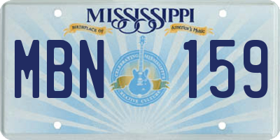 MS license plate MBN159