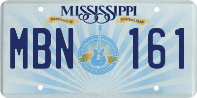 MS license plate MBN161