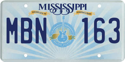 MS license plate MBN163