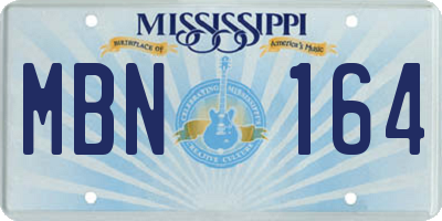MS license plate MBN164