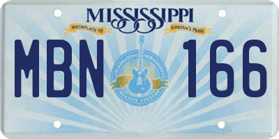 MS license plate MBN166