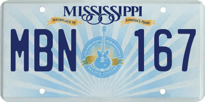 MS license plate MBN167