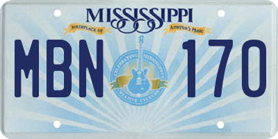 MS license plate MBN170