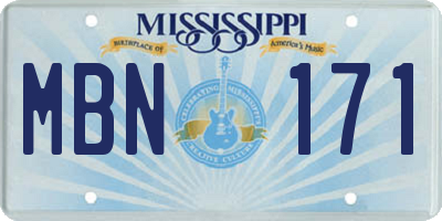 MS license plate MBN171