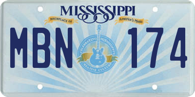 MS license plate MBN174