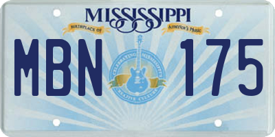 MS license plate MBN175
