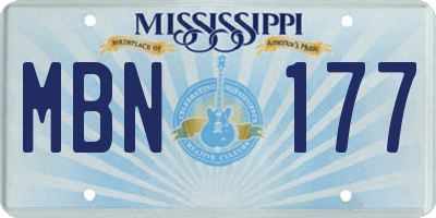 MS license plate MBN177