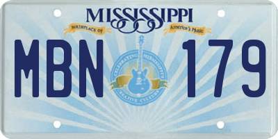 MS license plate MBN179