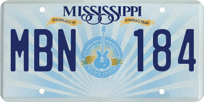 MS license plate MBN184