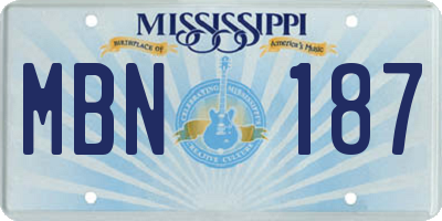 MS license plate MBN187