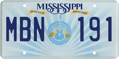 MS license plate MBN191