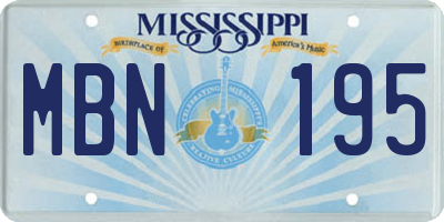 MS license plate MBN195