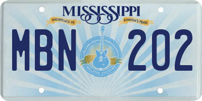 MS license plate MBN202