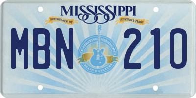 MS license plate MBN210